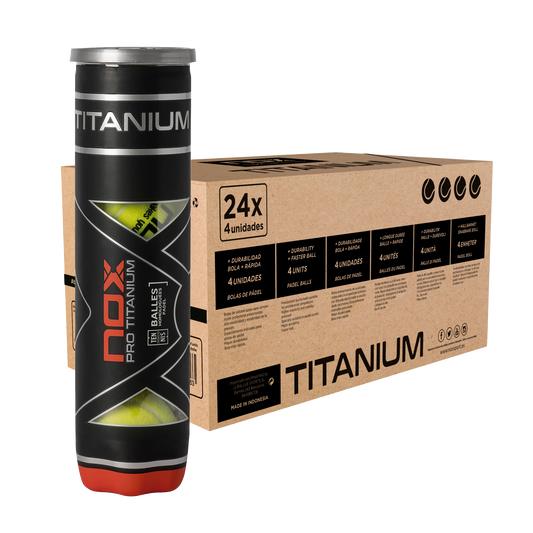 Caja 24 botes de 4 pelotas de pádel PRO TITANIUM