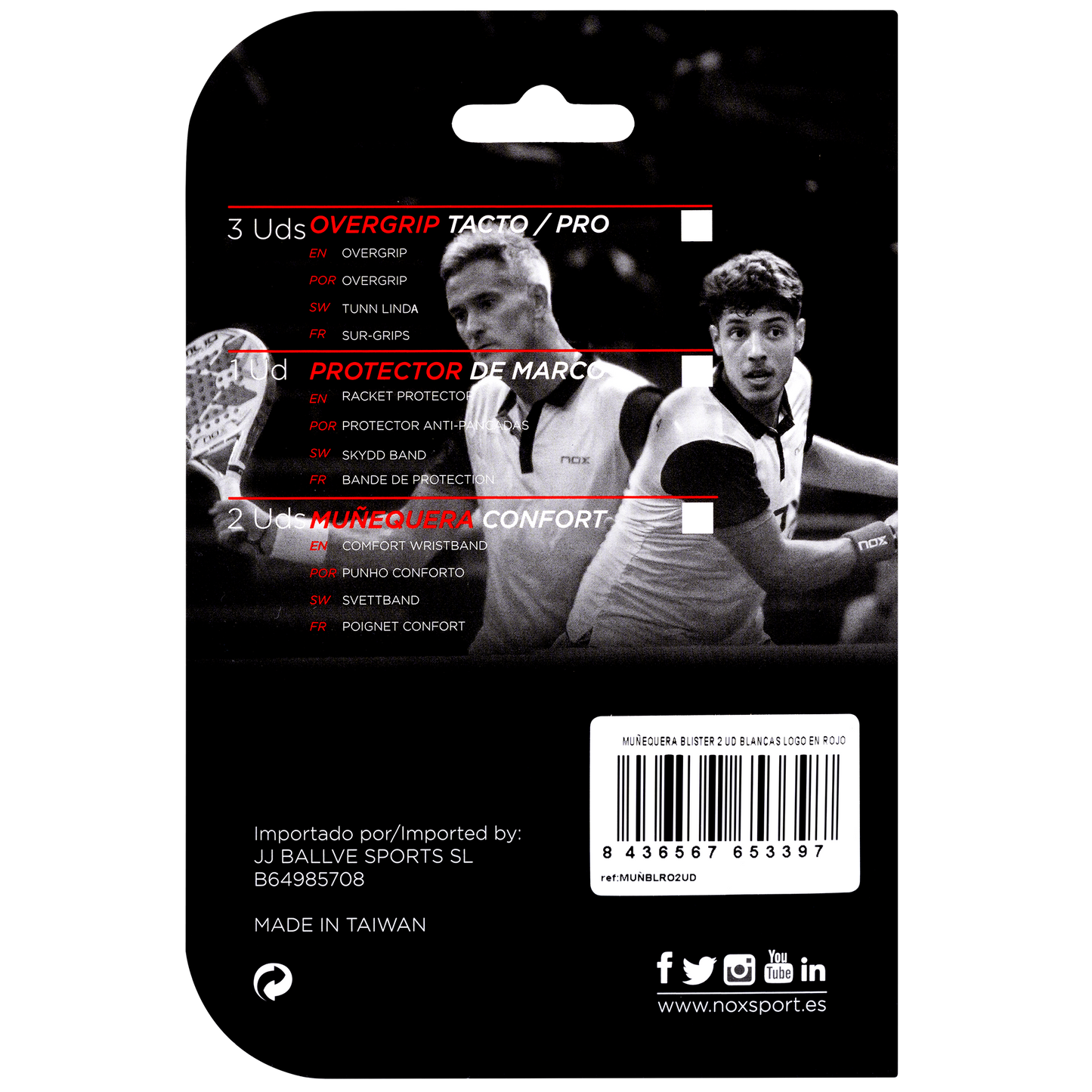 Muñequeras deportivas NOX blanco/rojo