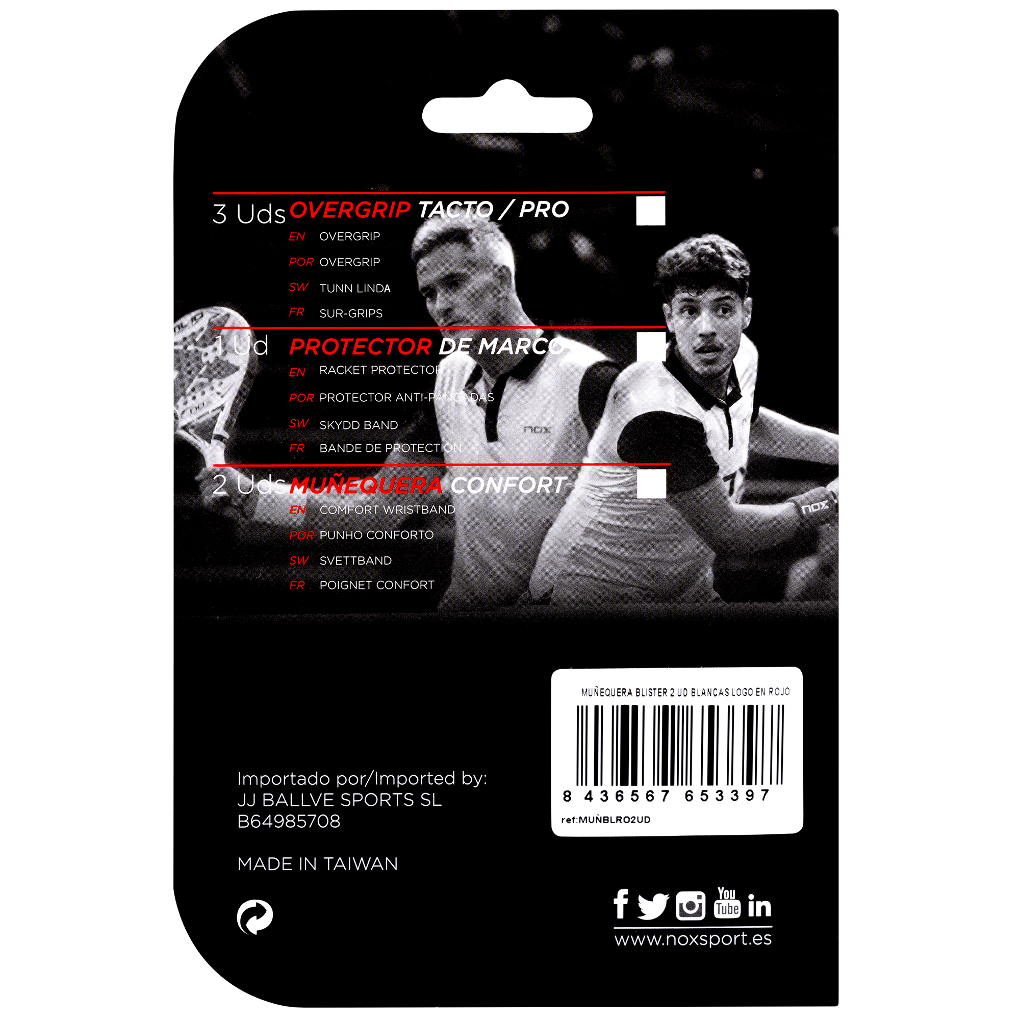 Muñequeras deportivas NOX blanco/rojo